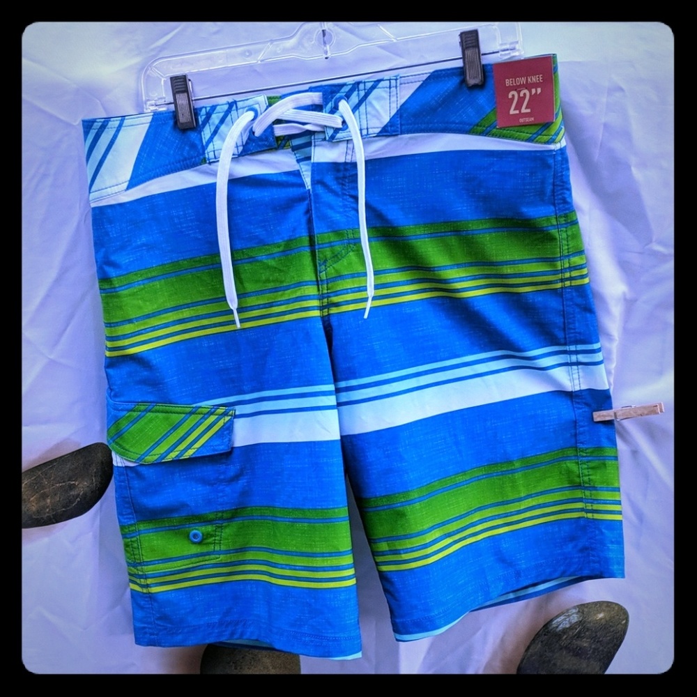 Mossimo swimming shorts trunks blue line